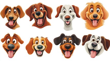 Obraz premium Playful Cartoon Dog Faces for Fun Designs