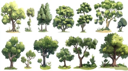 Various Tree Illustrations for Digital Projects