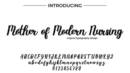 Mother of Modern Nursing Font Stylish brush painted an uppercase vector letters, alphabet, typeface