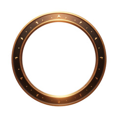 Circular bronze frame with intricate markings and a shiny finish