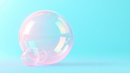 Large and small translucent soap bubbles resting on a light blue background with a hint of pastel colors