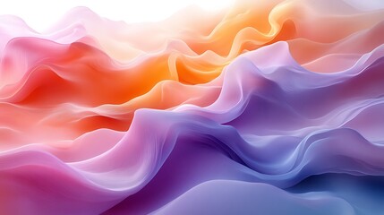 Obraz premium Abstract wavy background in pink, orange, and purple colors with a white background.