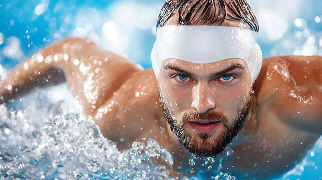 Swimmer dives into pool creating stunning splash capture