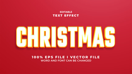 editable 3d white christmas bold text effect.typhography logo