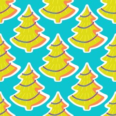 Christmas tree seamless new year pattern for wrapping paper and fabrics