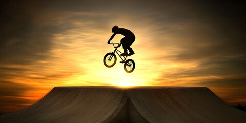 Obraz premium BMX Rider Silhouette at Sunset