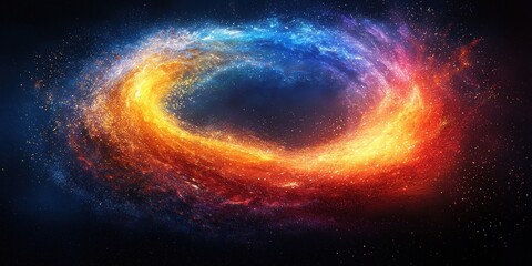 Obraz premium Abstract Swirling Fire and Ice in Space with Star Dust