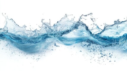 Flowing Water Splash Against White Background