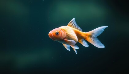 Goldfish swimming gracefully in a serene underwater environment.