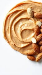 Creamy peanut butter spread with whole peanuts and almond slices, organic, nuts