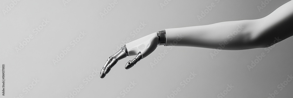 Fototapete the sleek prosthetic arm is positioned elegantly, emphasizing its innovative design and functionalit