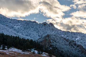Snow Covering Boulder Colorado Mountains