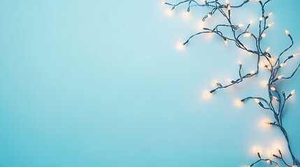 Obraz premium Twinkling Fairy Lights on a Blue Background
