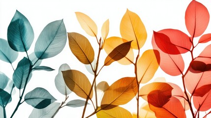 Fototapeta premium Colorful Leaves with Artistic Overlay
