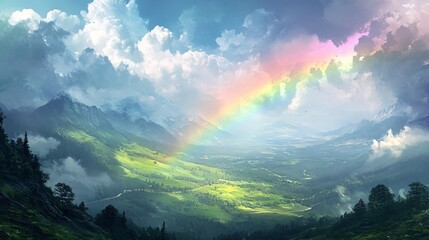 Rainbow Over Mountains