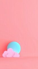 Minimalist Pink and Blue 3D Cloud and Sphere Background