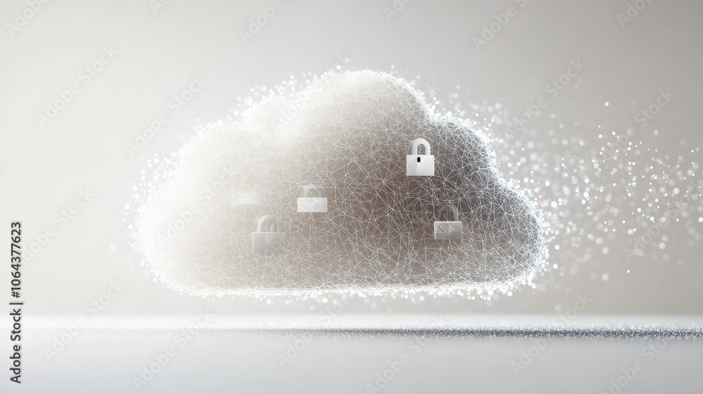 Poster secure cloud storage concept with data protection