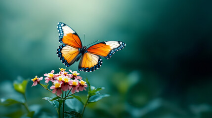 Fototapeta premium Rare Butterfly Species Perched on Bright Flower 
