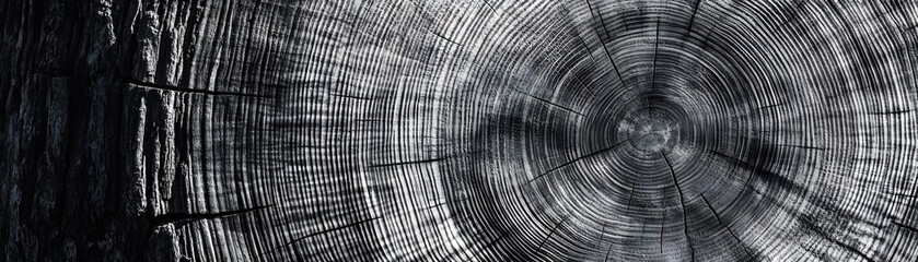Obraz premium Close-up of a Tree Stump with Visible Growth Rings and Cracks