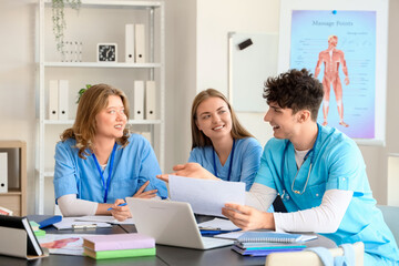 Medical students studying at university