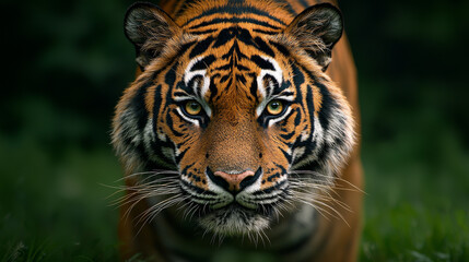 Fototapeta premium Bengal Tiger Prowling Through Dense Jungle 