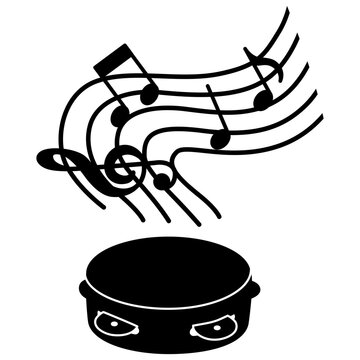 black tambourine with musical notes clip art preview