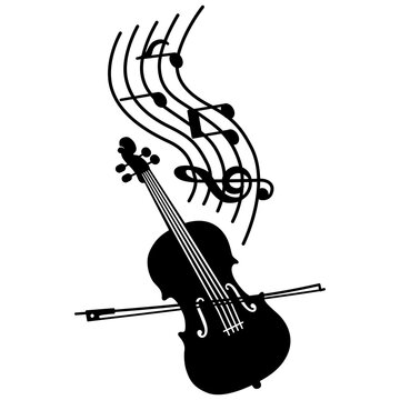 black violin with musical notes clip art preview