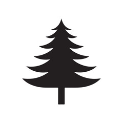 Christmas Tree Icon Silhouette Vector Illustration on White.