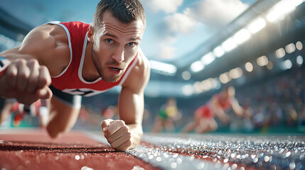 Athletes prepare for race as they align in starting position