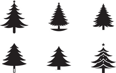 Set of Vector Icons of Christmas Tree Isolated on White background.