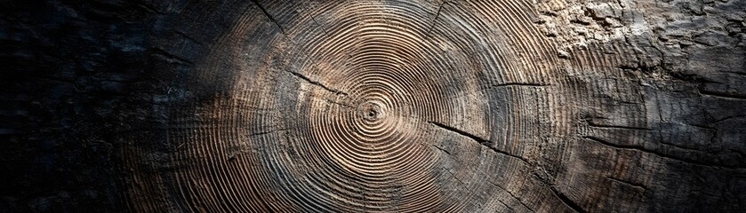 Fototapeta premium Close-up of a Tree Trunk's Cross-Section Revealing Growth Rings and Texture