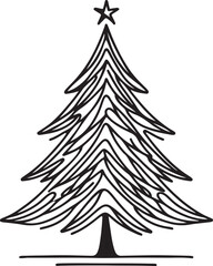 Obraz premium Christmas Tree Icon Silhouette Vector Illustration on White.