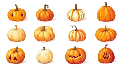 Colorful Collection of Decorative Pumpkins for Fall