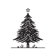Christmas Tree Icon Silhouettes Collection Isolated on White.
