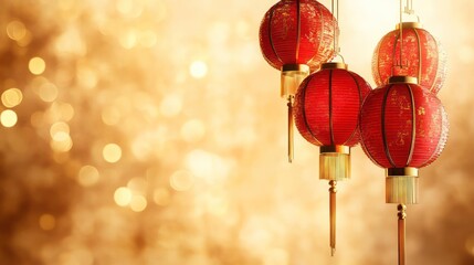 Obraz premium features a decoration with red lanterns and gold detailing, commonly associated with the Chinese Lunar New Year celebrations.
