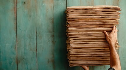 Organize your workspace by stacking and managing paper documents for enhanced productivity