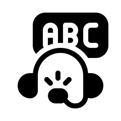 learn podcast icon with glyph style, perfect for user interface projects