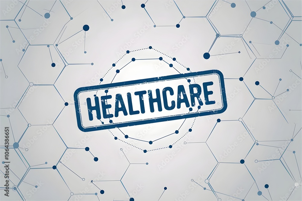 Poster digital healthcare network concept modern medical technology background with connected hexagonal pat