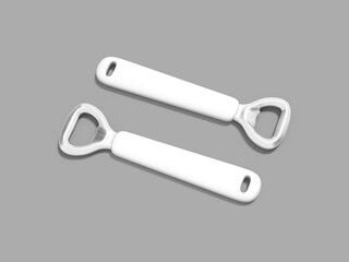 Realistic White Blank Bottle Opener Mockup 3D Rendering