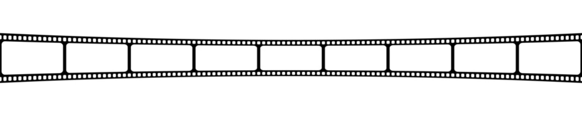 Blank horizontal film strip template. Video or photo camera tape isolated on white background. Storyboard layout. Empty frame for photographies collage. Vector graphic illustration.
