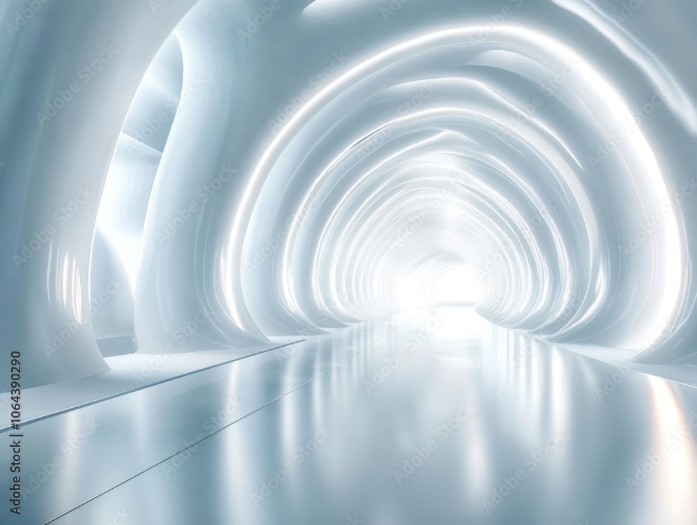 Poster clean architectural lines and subtle shadows create a sci-fi interior concept.