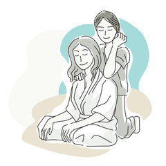 Thai Massage Spa Poses Minimal Drawing Vector 3