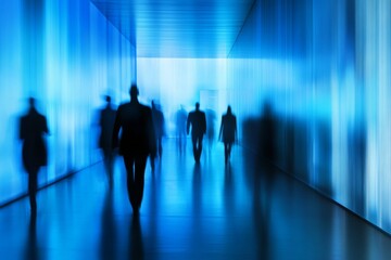 Blurred Silhouettes in a Modern Conference Hall