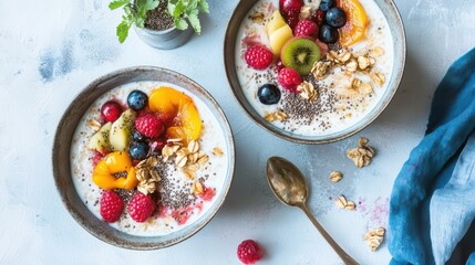 Delicious and Healthy Breakfast Parfait with Fruit and Granola