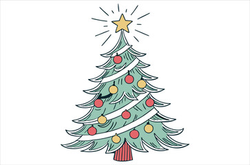 Merry Chrismas tree icon white background vector illustration flat desing chrismas cartoon