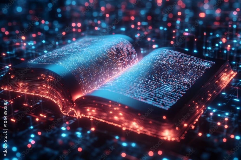 Poster holographic document display with connected words
