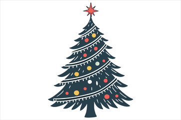 Merry Chrismas tree icon white background vector illustration flat desing chrismas cartoon