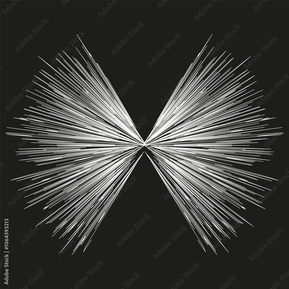 Poster starburst abstract design. radiating line vector. black and white pattern. symmetrical geometric ico
