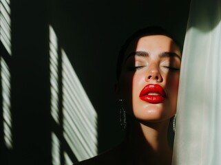 Portrait of a beautiful young female fashion model wearing designer clothes.