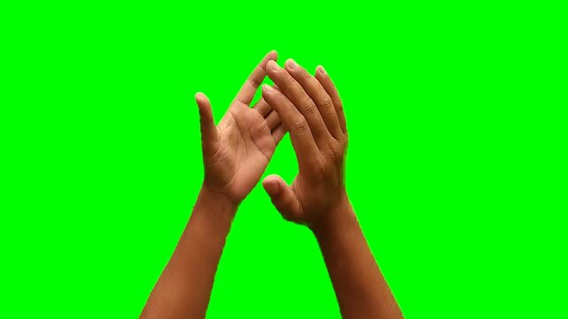 Applause effect with hands clapping on a green screen background. Concept of victory and awards with copy space.
